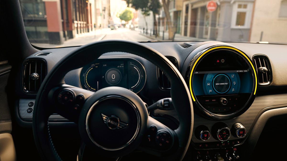 The MINI Cooper SE Countryman PHEV steering wheel. MINI of Alexandria in Alexandria VA
