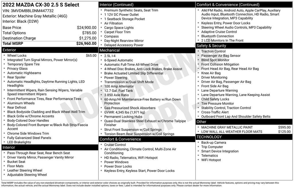2022 Mazda Mazda CX-30 2.5 S Select Package