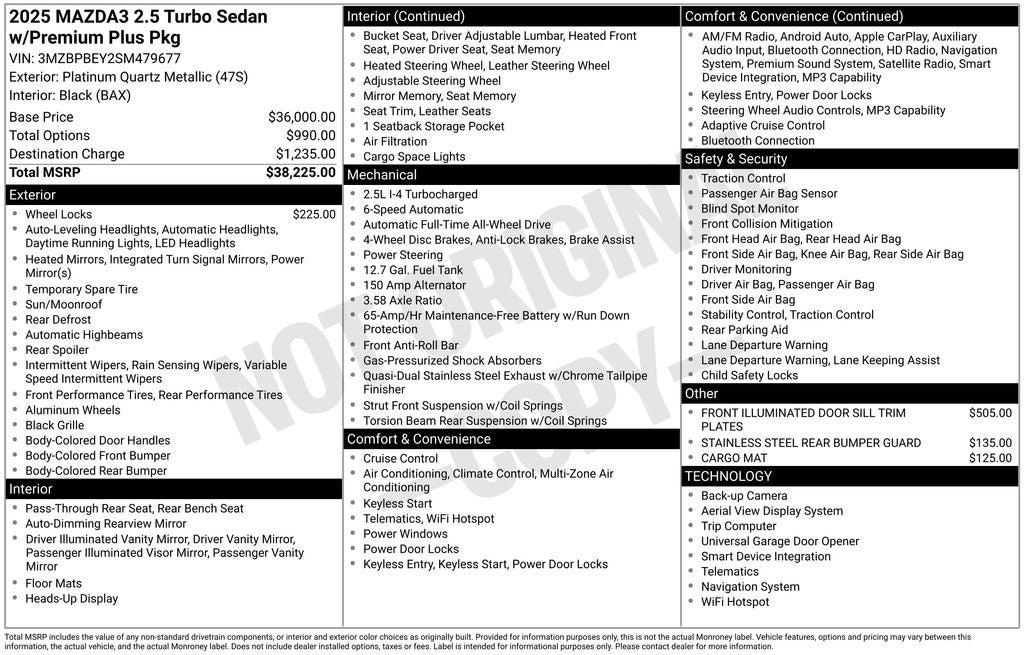 2025 Mazda Mazda3 2.5 Turbo Premium Plus Package