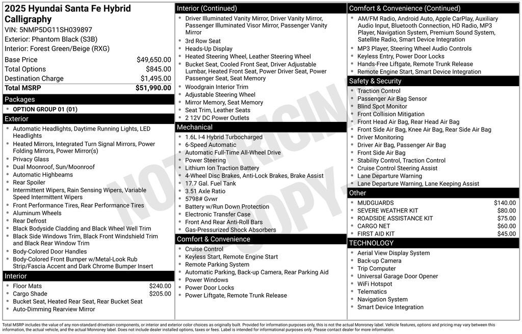 2025 Hyundai Santa Fe Hybrid Calligraphy