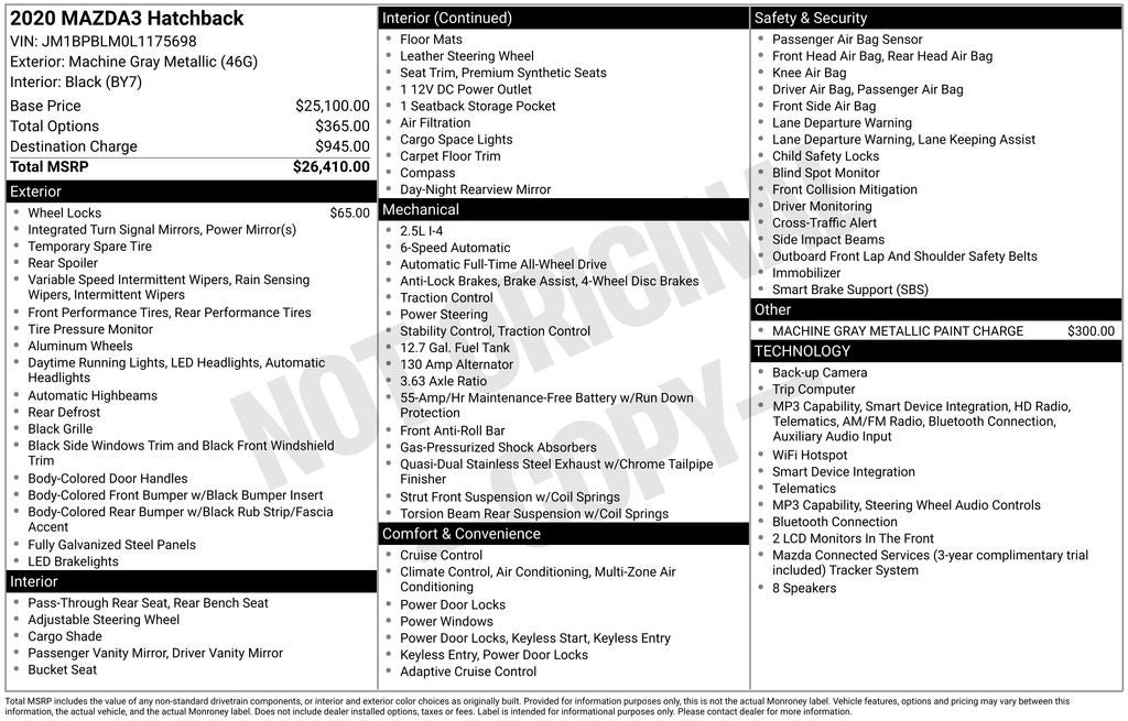 2020 Mazda Mazda3 Base