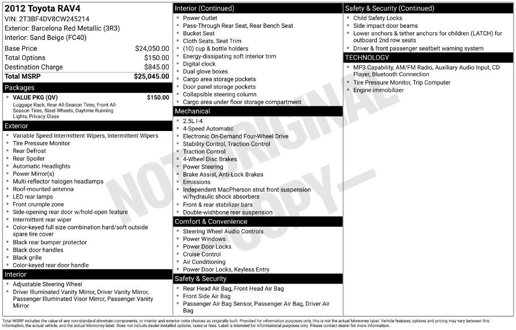 2012 Toyota RAV4 Base