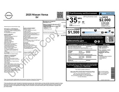 2025 Nissan Versa 1.6 SV
