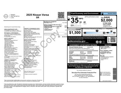 2025 Nissan Versa 1.6 SR Nissan Certified