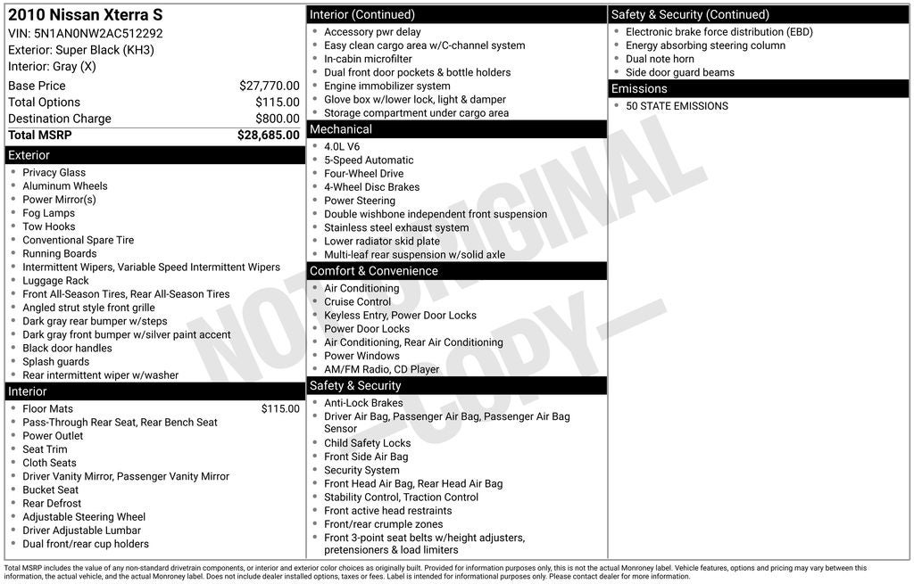 2010 Nissan Xterra S