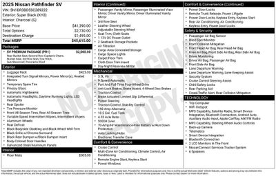 2025 Nissan Pathfinder SV