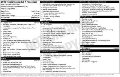2025 Toyota Sienna XLE 7 Passenger
