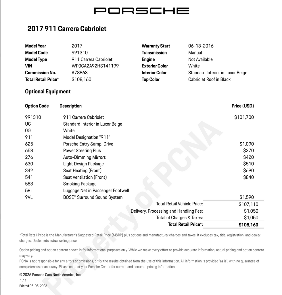2017 Porsche 911 Carrera