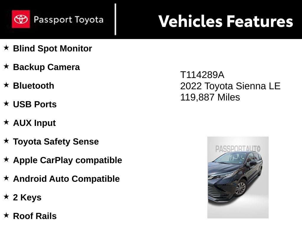 2022 Toyota Sienna LE 8 Passenger