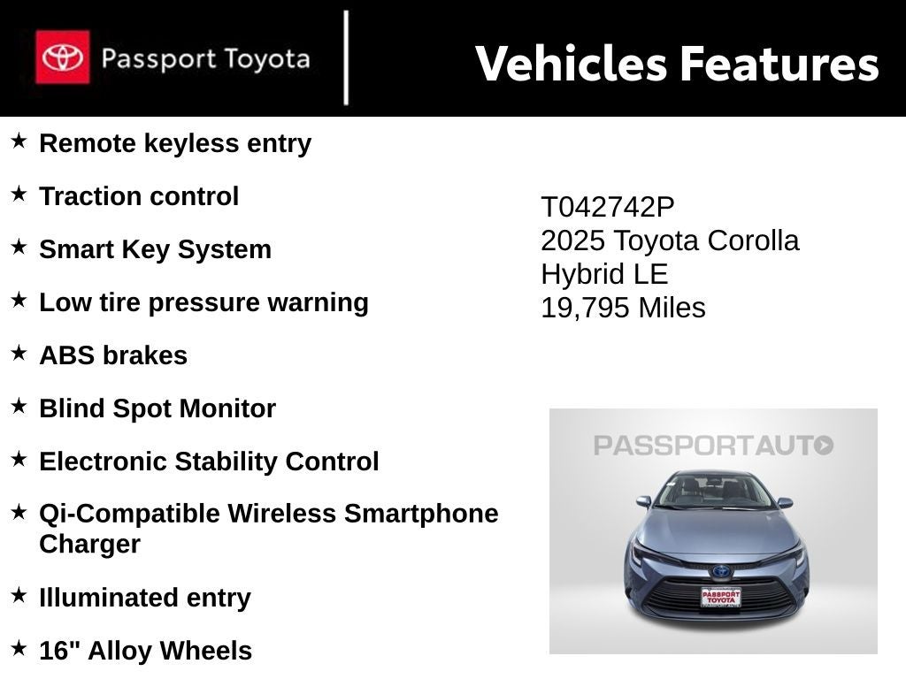 2025 Toyota Corolla Hybrid LE